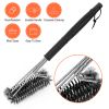 BBQ Grill Cleaning Brush Stainless Steel Barbecue Cleaner w/ 18in Suitable Handle Stiff Wire Bristles for Grill Cooking Grates