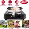 1200W Electric Infrared Single Burner Portable Heating Hot Plate Stove Countertop RV Hotplate with 7.5” Glass Cooktop Stepless Temperature Adjustments