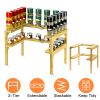 2-Tier Kitchen Spice Rack Expandable Bamboo Spice Organizer Cabinet Stackable Seasoning Organizer Extendable Spice Jar Rack for Countertops Pantries C