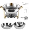 4Pcs Chafing Dish Buffet Set 4.76QT Round Buffet Servers Food Warmer Stainless Steel Catering Chafer with Glass Lid for Warming Cooling Gatherings Ban