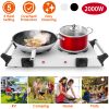 2000W Electric Dual Burner Portable Coil Heating Hot Plate Stove Countertop RV Hotplate with 5 Temperature Adjustments Portable Handles